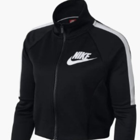 Nike Women's Sportswear Crop Track N98 Jacket | Black In Black/ White | Size L - Picture 5 of 15